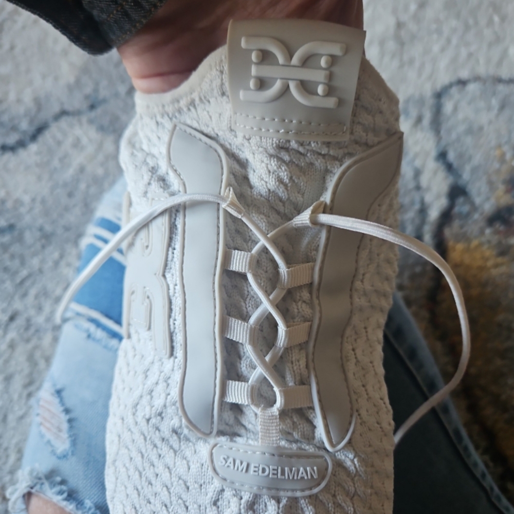 $135 SE woven lightweight White Mesh sneakers slip-on Sam Edleman 9.5 EUC